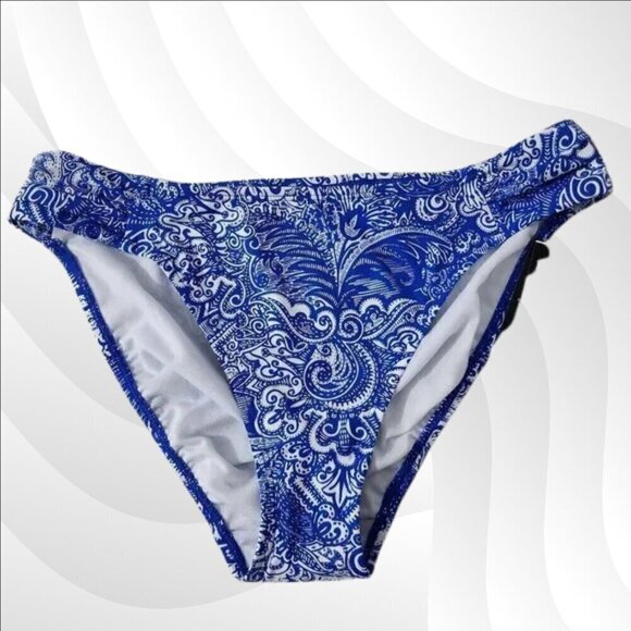 2/$50 Ralph Lauren Blue & White Bikini Bottom Size 10 | Classic Swimwear - Picture 1 of 6